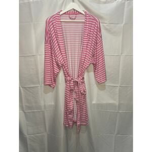 Draper James Preppy Pink Striped Bathrobe Loungewear Size XXL